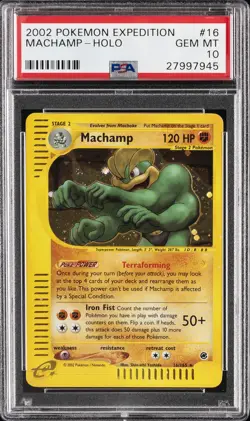 2002 POKEMON EXPEDITION #16 MACHAMP-HOLO PSA 10 - Image 1