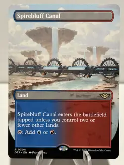 Spirebluff Canal (Borderless) 304 R Outlaws of Thunder Junction Near Mint MTG - Image 1