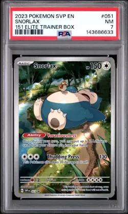 2023 Pokemon SVP EN-SV Black Star Promo 151 Elite Trainer Box #051 Snorlax PSA 7 - Image 1