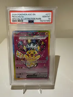 2026 POKEMON ASC EN-ASCENDED HEROES SPECIAL ILLUSTRATION RARE PIKACHU EX PSA 10 - Image 1