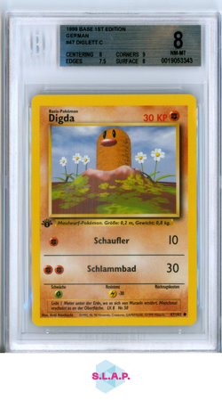 DIGLETT C 1999 POKEMON BASE 1ST EDITION GERMAN 47 BGS 8.0 - Image 1
