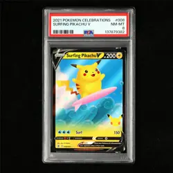 PSA 8 NM-MT 2021 Pokemon ENG Surfing Pikachu V 008/025 - Image 2