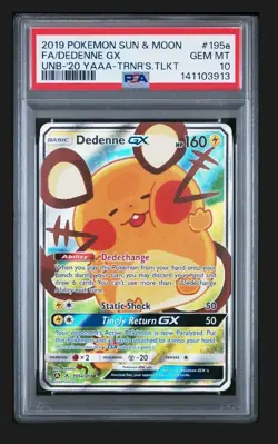 Pokemon Dedenne GX 195a/214 Full Art Toolkit Promo SM PSA 10 GEM MINT - Image 1