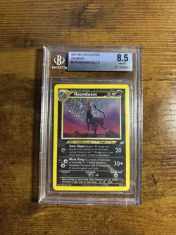 BGS 8.5 Houndoom 8 Double Holo Error Pokemon 2001 Neo Revelation SWIRLL - Image 1