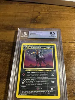 BGS 8.5 Houndoom 8 Double Holo Error Pokemon 2001 Neo Revelation SWIRLL - Image 2