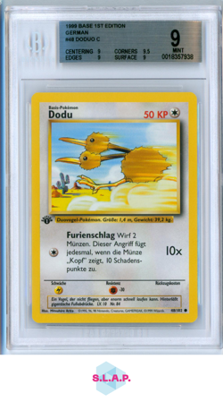 DODUO C 1999 POKEMON BASE 1ST EDITION GERMAN 48 BGS 9.0 - Image 1