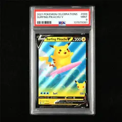 PSA 9 MINT 2021 Pokemon ENG Surfing Pikachu V 008/025(1) - Image 1