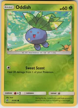 SM - Cosmic Eclipse Oddish #2/236 Common Reverse Holo POKEMON - Image 1