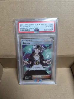 Pokemon Guzma Full Art 143/147 PSA 10 Ultra Rare Holo Burning Shadows - Image 1
