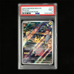 PSA 9 MINT 2023 Pokemon ENG Pikachu 173/165 G MEW en Illustration Rare - Image 2