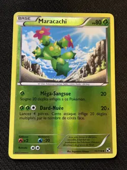 MARACACHI REVERSE - POKEMON 11/114 NOIR ET BLANC DE BASE TRES BON ETAT FR - Image 1