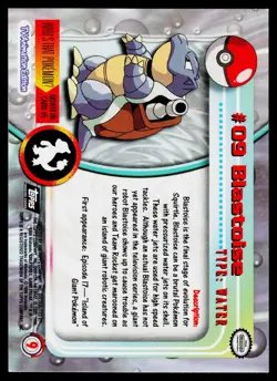 Blastoise #09 Pokemon TOPPS Series 1 TV Animation Black Label - Image 2