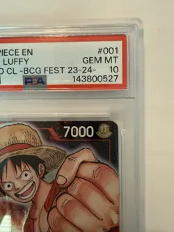 2024 ONE PIECE PREMIUM BANDAI CARD GAMES FEST 23-24 #001 MONKEY D. LUFFY PSA 10 - Image 4