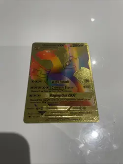 Charizard GX Rainbow Gold Metal Fan Art Card - Image 1