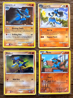 Riolu to Lucario Evolution Holo POP 8 + Error Card Rare Pokemon - LOT 4 Cards - Image 1