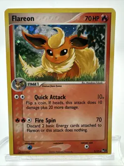 Pokemon TCG 2006 Flareon 2/17 Pop Series Promos, Holo Rare Card NM Swirl - Image 1