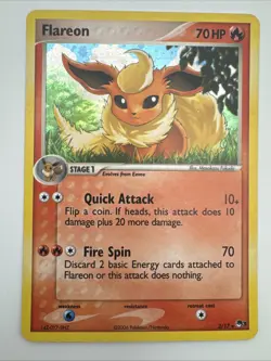 Pokemon TCG 2006 Flareon 2/17 Pop Series Promos, Holo Rare Card NM Swirl - Image 2