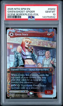 2025 MTG MARVEL'S SPIDER-MAN #0202 GHOST-SPIDER/GWEN STACY FOIL PSA 10 - Image 2
