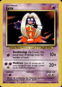 JYNX 31/102 UNCOMMON BASE SET UNLIMITED POKEMON LP - Image 1