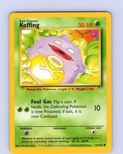 Pokemon TCG Koffing Base Set 51/102 Unlimited Common Card WOTC LP-NM - Image 1