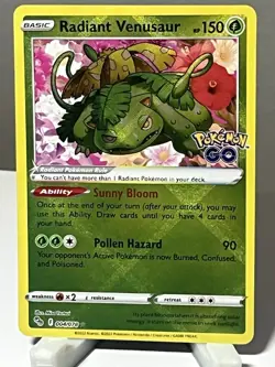 Radiant Venusaur 004/078 Pokemon GO Holo NM - Image 1