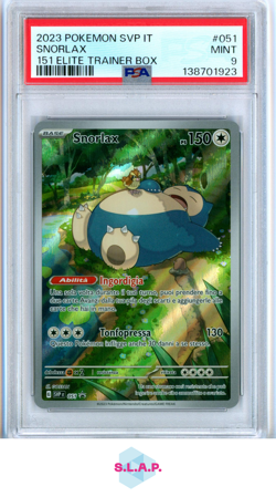 SNORLAX 151 ELITE TRAINER BOX 2023 POKEMON ITALIAN SVP-SV BLCK STR PRM 051 PSA 9 - Image 1