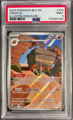 POKEMON 2025 Black Bolt Illustration Rare CRUSTLE #130 PSA 9 Mint RARE - Image 1