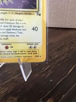 Pokemon Zapdos Fossil Holo Rare Unlimited 15/62 1999 80 HP English - Image 4