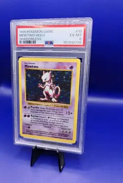 Mewtwo 10/102 Shadowless Base Set Holo Pokemon Card 1999 WOTC TCG Graded PSA 6 - Image 2