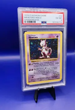 Mewtwo 10/102 Shadowless Base Set Holo Pokemon Card 1999 WOTC TCG Graded PSA 6 - Image 3