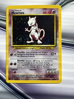1999 POKEMON BASE SET UNLIMITED #10 MEWTWO-HOLO NM/NP Great Looking Card - Image 1