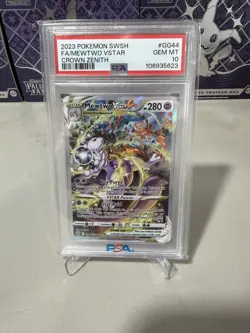 2023 POKEMON SWORD & SHIELD CROWN ZENITH #GG44 FULL ART/MEWTWO VSTAR PSA 10 - Image 1