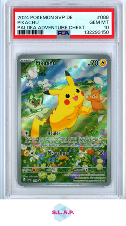 PIKACHU PALDEA ADVENTURE CHEST POKEMON GER SVP SV BLCK STR PRM 2024 088 PSA 10 - Image 1