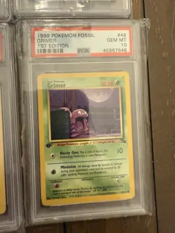 Pokemon Grimer 1st Edition Regular Card Fossil, 48/62, PSA 10 - Image 1