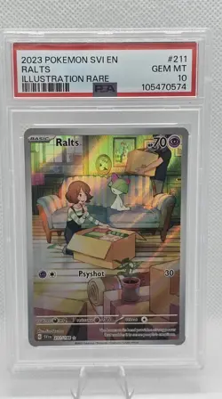 2023 POKEMON RALTS #211 SCARLET & VIOLET ILLUSTRATION RARE PSA 10 GEM MINT - Image 1