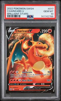2022 POKEMON SWORD & SHIELD BRILLIANT STARS #017 CHARIZARD V PSA 10 - Image 1