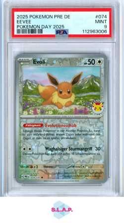 EEVEE POKEMON 74 2025 PRISMATISCHE ENTWICKLUNGEN MINT DEUTSCH PSA 9 - Image 1