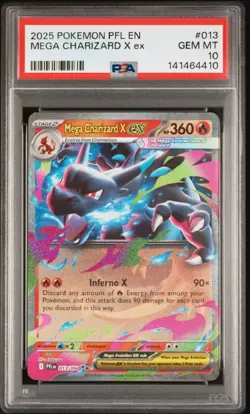 2025 POKEMON PFL EN-PHANTASMAL FLAMES #013 MEGA CHARIZARD X EX PSA 10 - Image 1