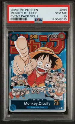 2023 ONE PIECE P-033 MONKEY D LUFFY EVENT PACK VOL 2 PROMO ENGLISH PSA 10 GEM MT - Image 1
