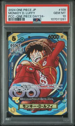 One Piece CCG Monkey D. Luffy PSA 10 OP07-109 PCC OP Day 24 Promo Japanese 2024 - Image 1