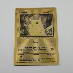 Pokemon Pikachu 40 HP Metal Holo Promo Card 058/102 Thunder Jolt & Gnaw - Image 1