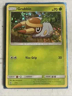 Grubbin 2/12 Pokemon Card 2017 McDonald's Promo Confetti Holo - Image 1