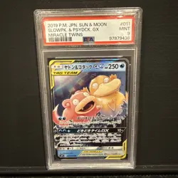 PSA 9 Slowpoke & Psyduck GX RR 011/094 Miracle Twins Japanese Pokemon Card - Image 1
