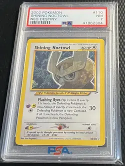 2002 Pokemon Shining Noctowl PSA 7 Neo Destiny Card #110 - Clean Holder - Image 1