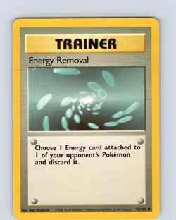 Pokemon TCG Energy Removal Base Set 92/102 Unlimited Common Card WOTC MP - Image 1