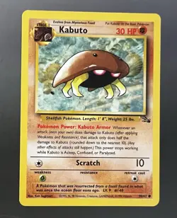 Pokemon TCG Fossil Set Kabuto 50/62 Vintage Common Card - 1999 LP/MP WOTC - Image 1
