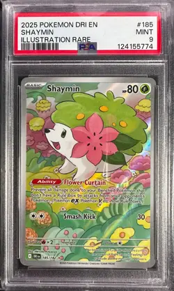 Pokemon TCG Shaymin Illustration Rare Card 185/182 Destined Rivals Psa 9 - Image 1