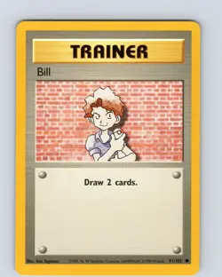 Pokemon TCG Bill Base Set 91/102 Unlimited Common Card WOTC Played LP - Image 1