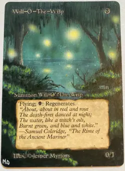 Mtg card Will o the wisp borderless style- revised - Alteration- Altrered - Image 1
