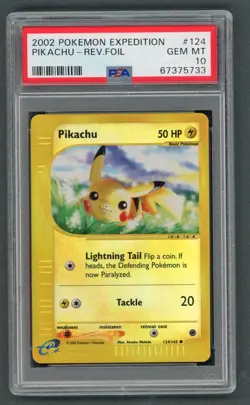 Pokemon Cards - PSA 10 Pikachu 124/165 - Expedition Base Set Rev Holo - GEM MT - Image 1